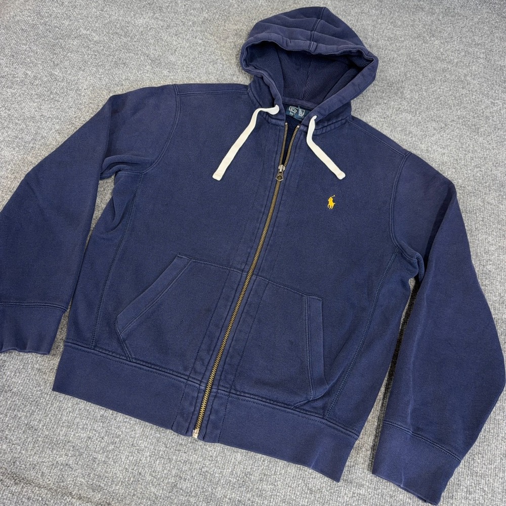 Polo Ralph Lauren Hoodie Men Medium Navy Heavyweight Full Zip Sweatshirt Pony